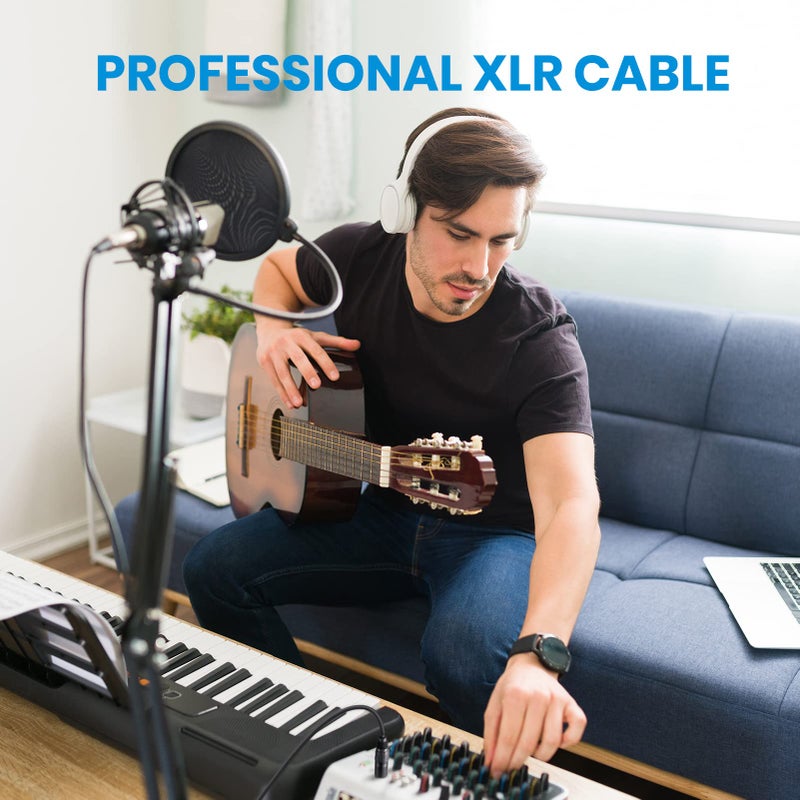 Moukey XLR Cables 50ft Microphone Cable, XLR Male to XLR Female Mic Speaker Cable, Black, 3 Pack - Image 3